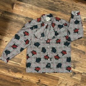 Vintage Leslie Fay Rose Print Blouse – Size M
